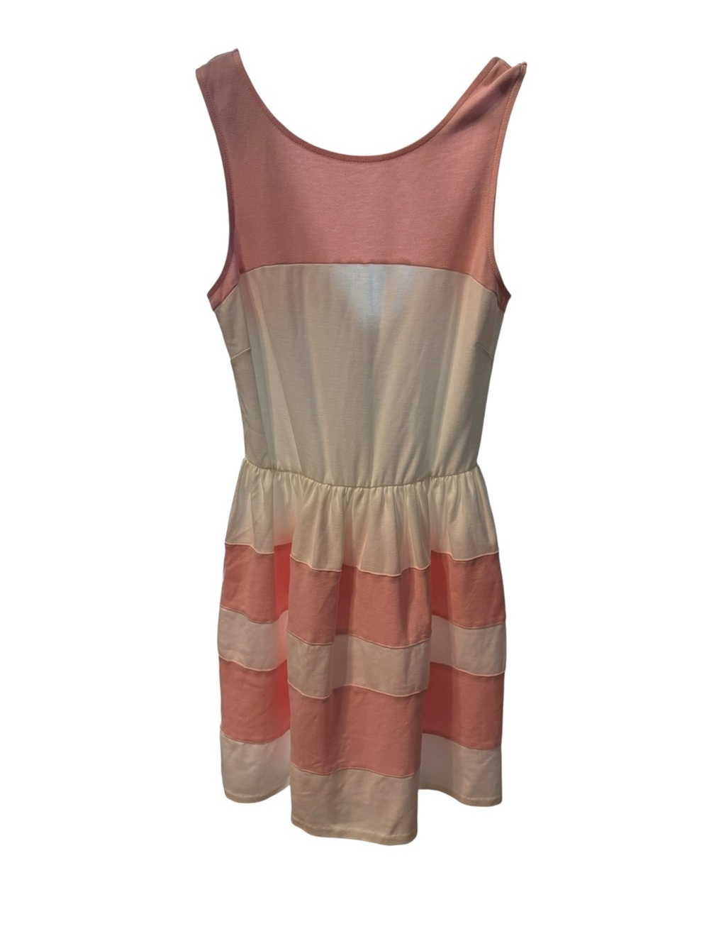 love.ady Pink & Cream Striped Fit Flare Dress Open Back Small